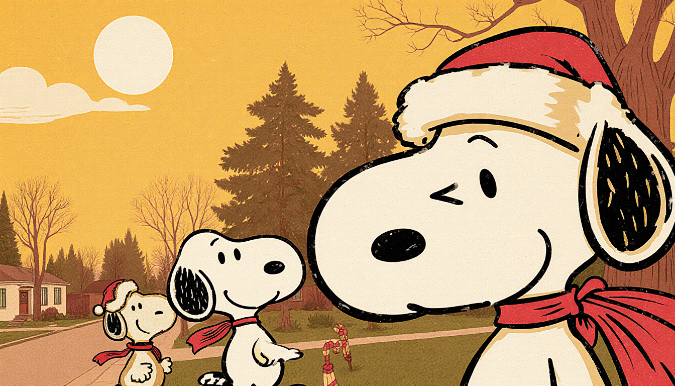 Snoopy piece exhibits intricate detail with warm sunny backdrop and muted nostalgic 1960s colors