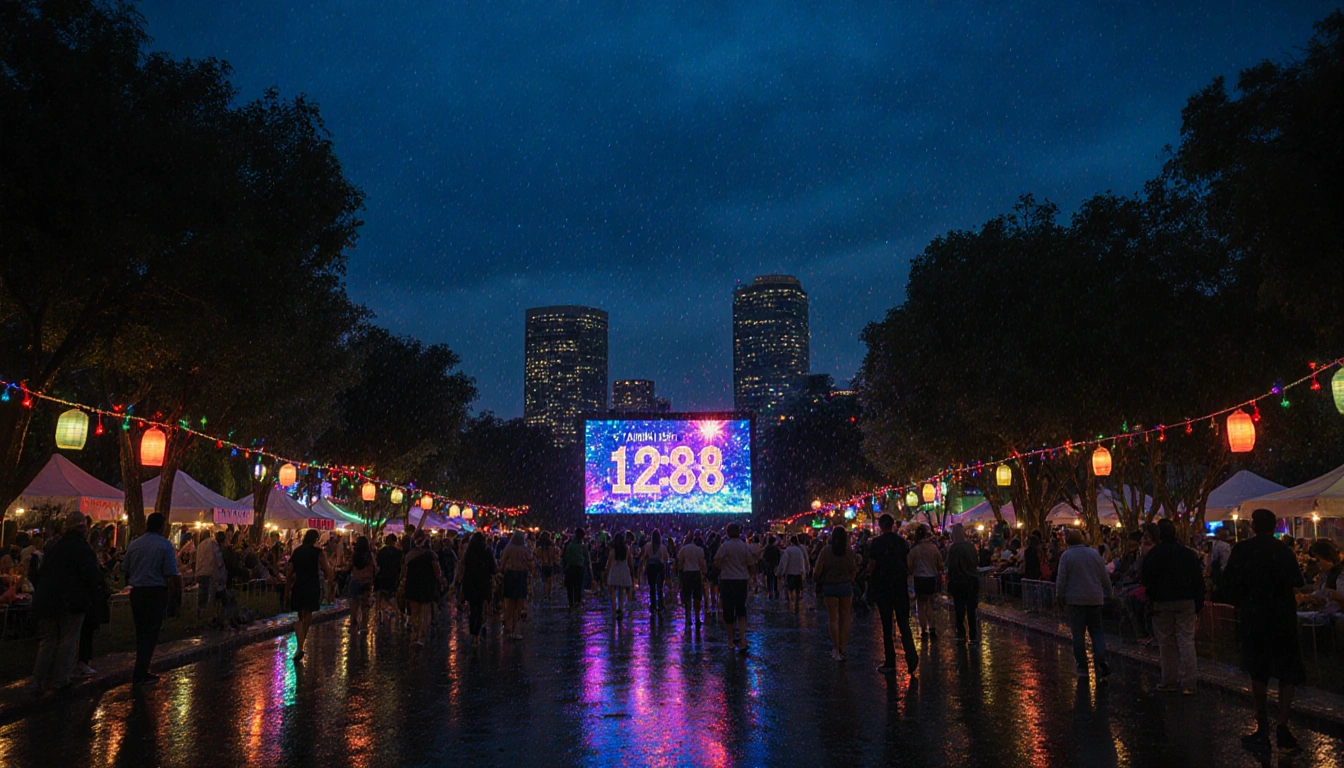 Crowd dancing at New Year
