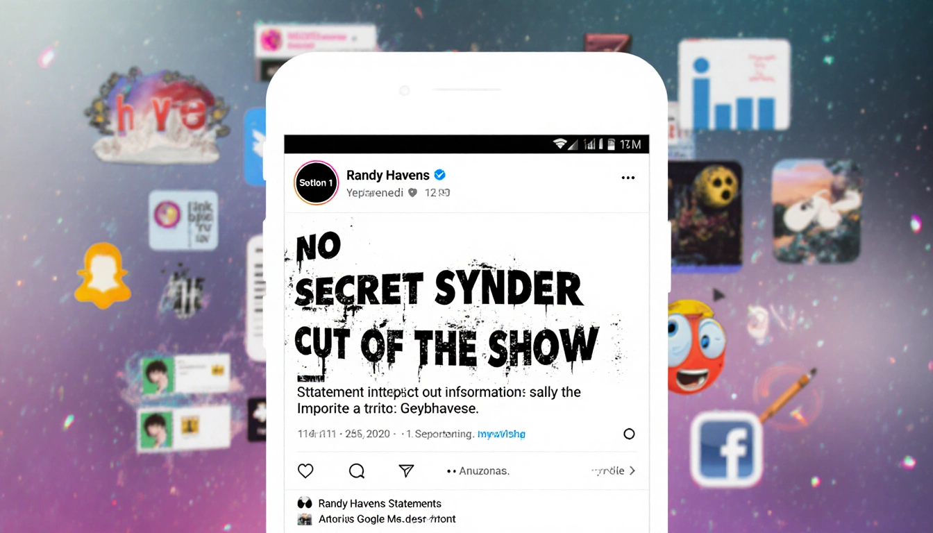 Instagram screen displaying bold text warning about misinformation with blurred social media background and meme icons