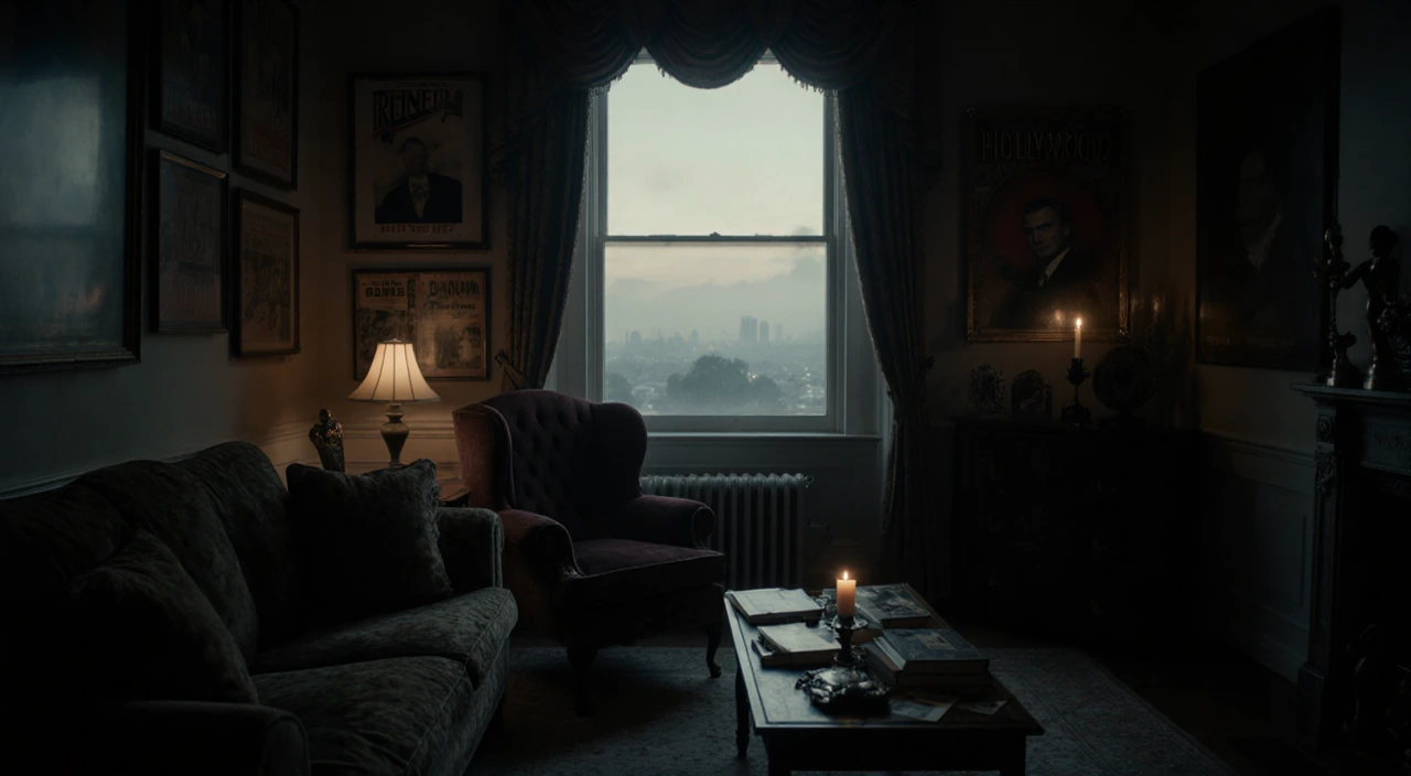 Reiner mansion living room echoes uneasy mood with Hollywood memorabilia and a flickering candle