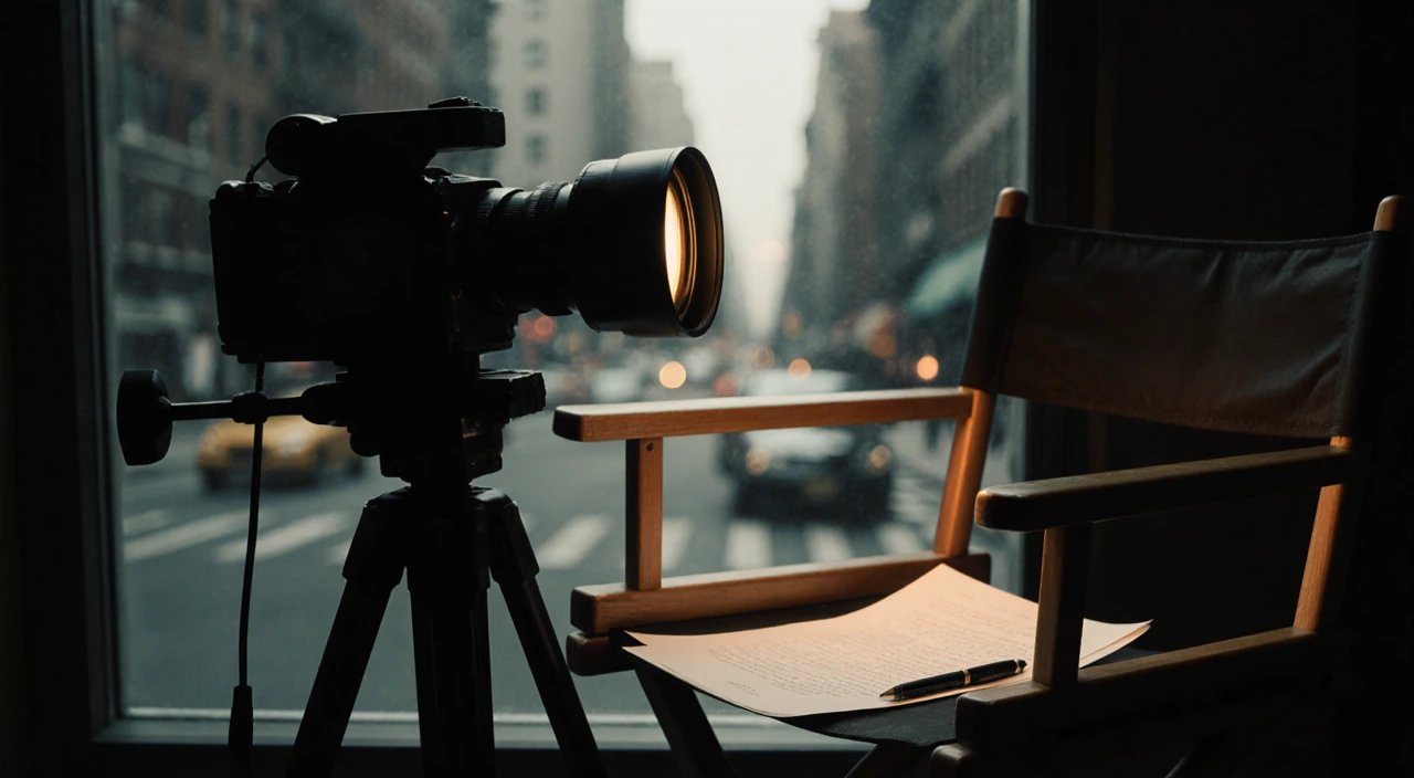 Camera glowing beside a director