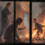 Gentle hands cradling newborn baby with soft blanket and peaceful expression