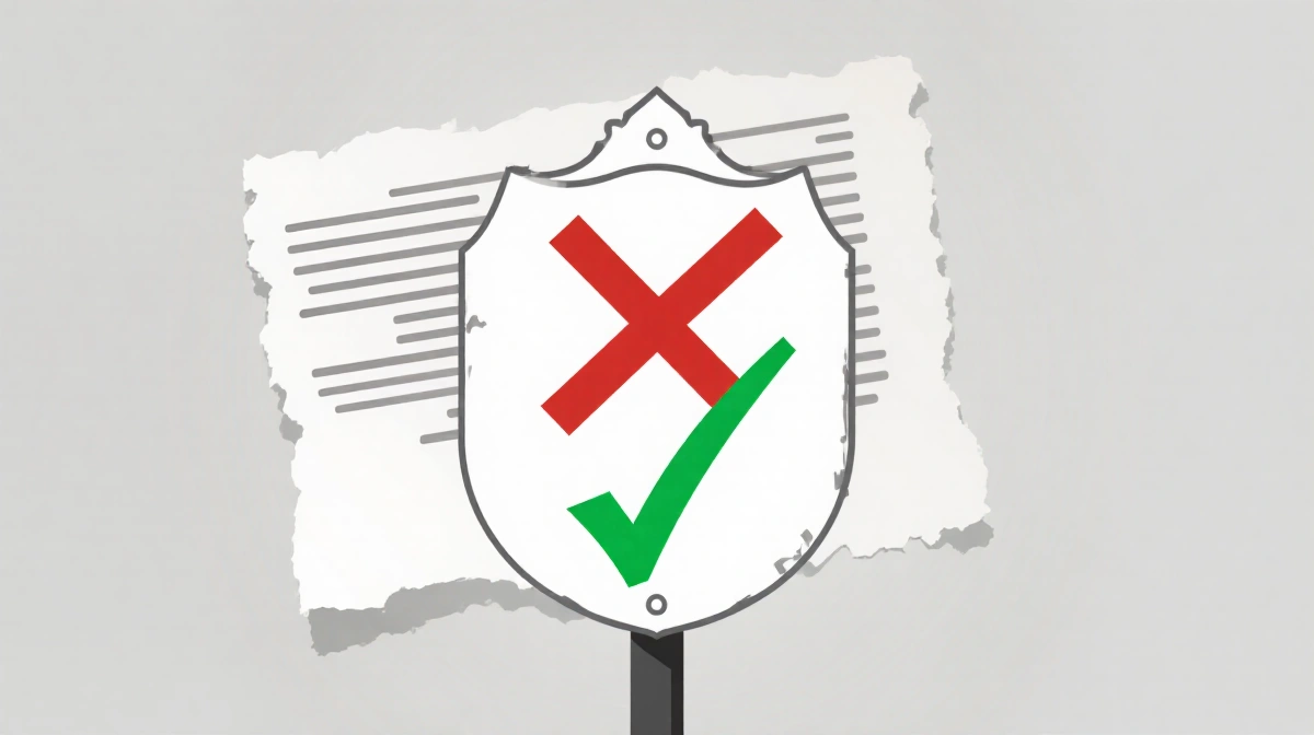 Red prohibition sign crossed out with green checkmark above showing AI policy reversal with faded guidelines in background