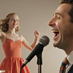Andy Samberg singing into a microphone with Hellmann jars and a dancing Elle Fanning behind him on a 1950s diner stage.