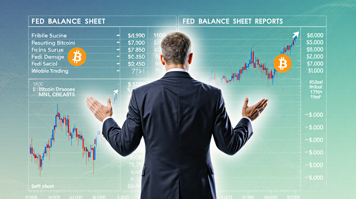 Arthur Hayes stands pointing at a Bitcoin price chart with a blue-green background and a glow around his head