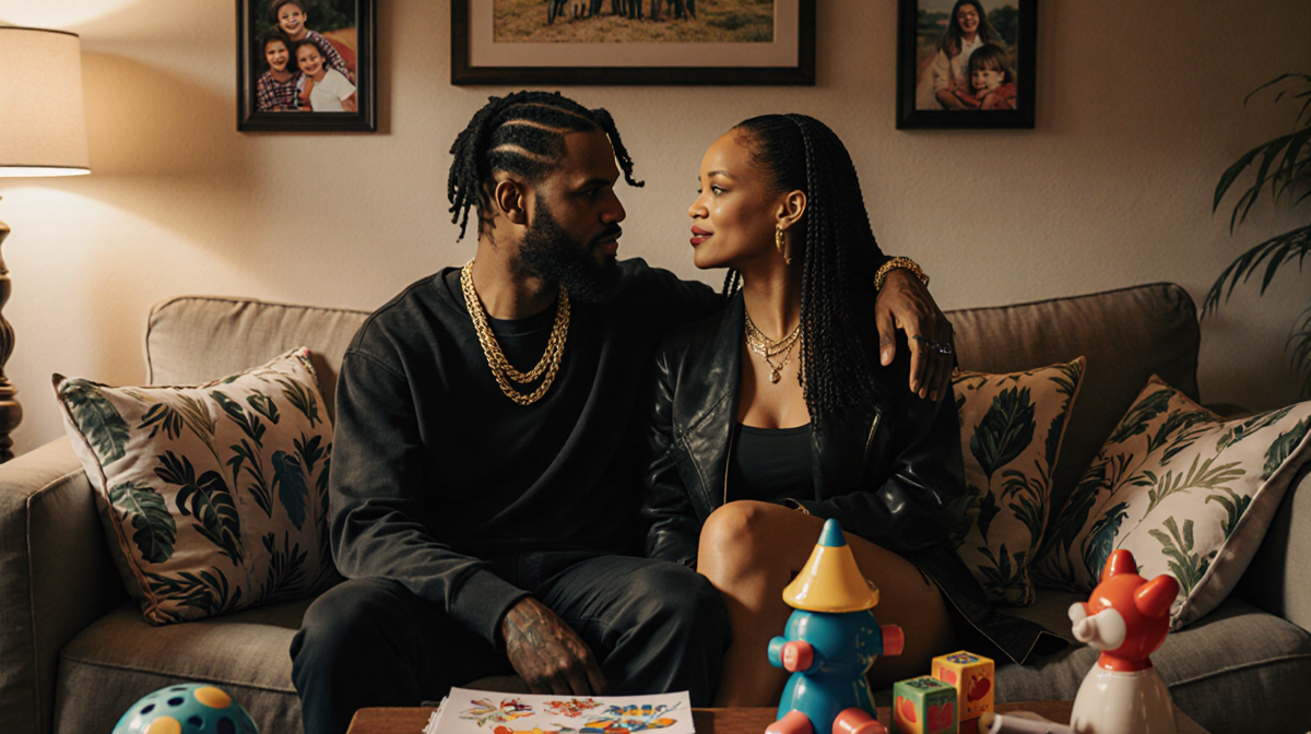 Rihanna gently stroking A$AP Rocky