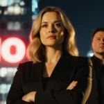 Ashley St. Clair stands strong with arms crossed and red NO sign behind her showing defiance against online harassment