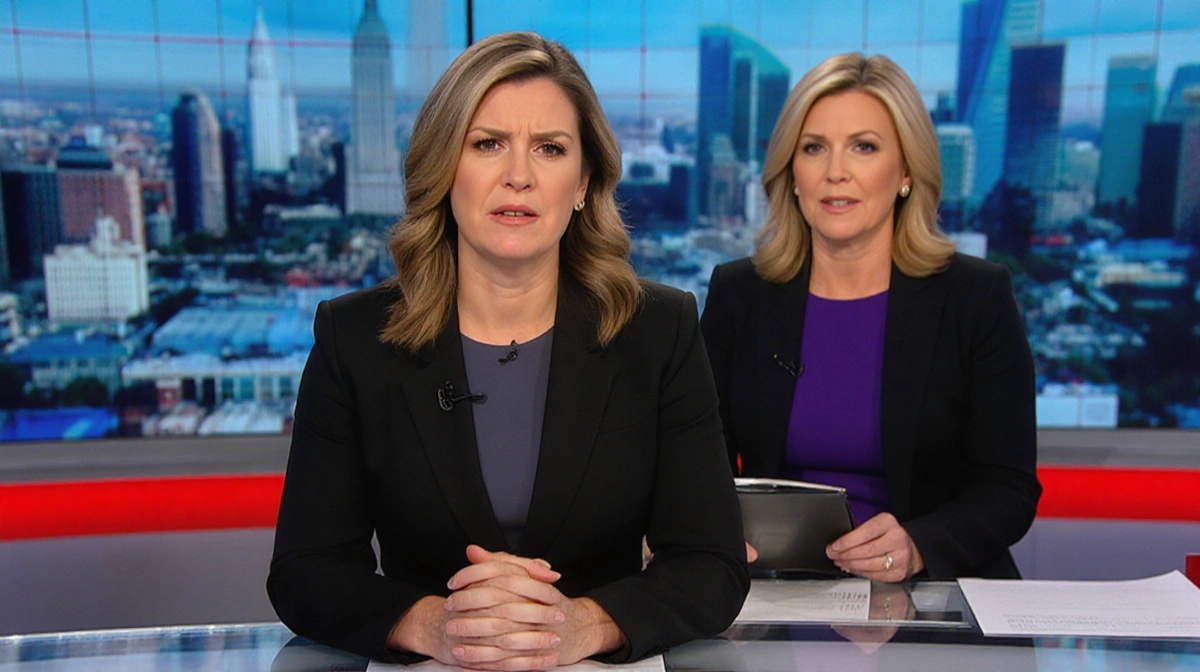 Ashley St. Clair speaks confidently across from Erin Burnett at CNN news desk with city skyline behind