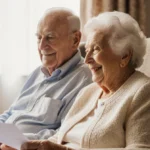 Barbara Busfield holds a handwritten letter while sitting with her son-in-law Timothy showing family love and support