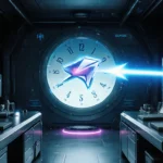 College student studying at desk with laptop surrounded by scattered notes.