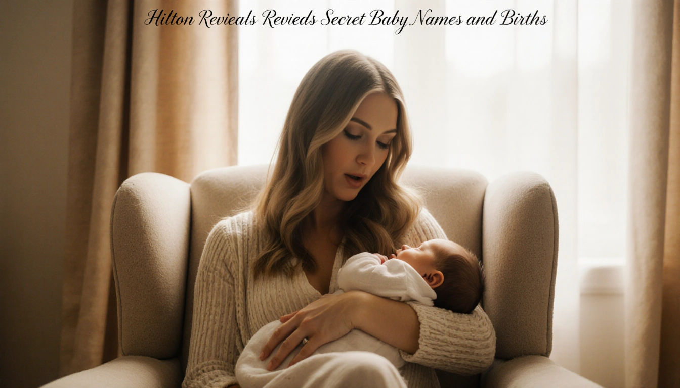 Kate Hudson is holding her newborn baby with a gentle glow from natural light filling the serene nursery behind her.