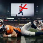 Bo Nix lies injured on the wet field with bandaged ankle and Brady