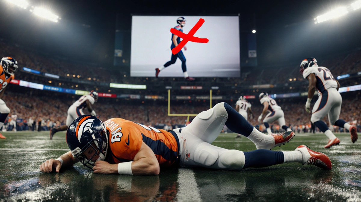 Bo Nix lies injured on the wet field with bandaged ankle and Brady