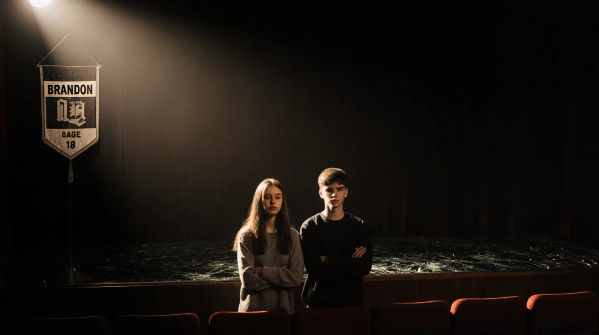 Two teenagers stand with crossed arms beside Brandon