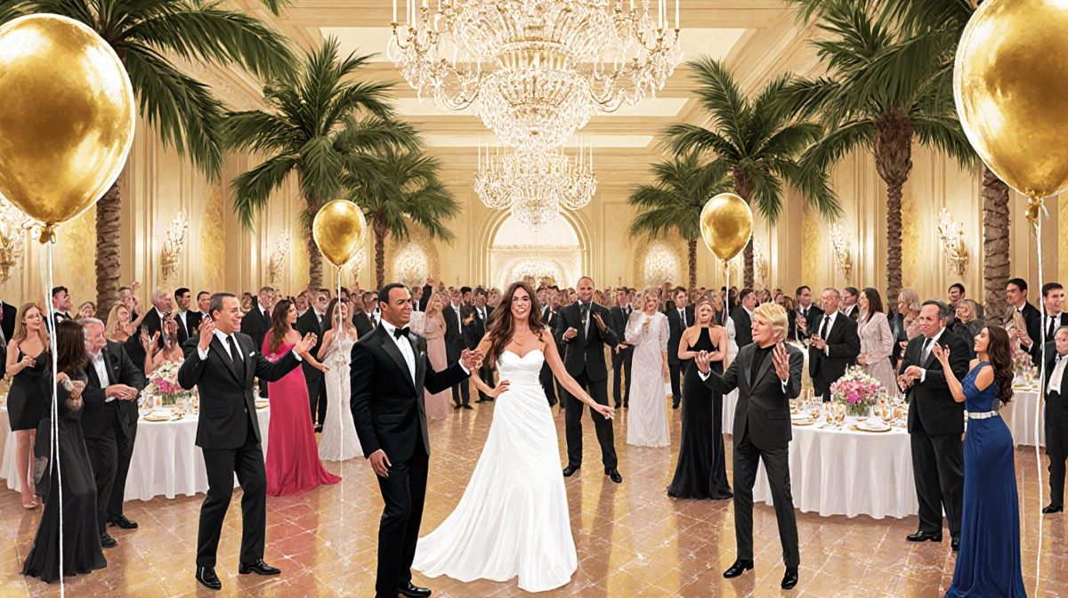 Tiger Woods celebrates his 50th birthday in the Breakers grand ballroom with palm trees and chandeliers while celebrities dan