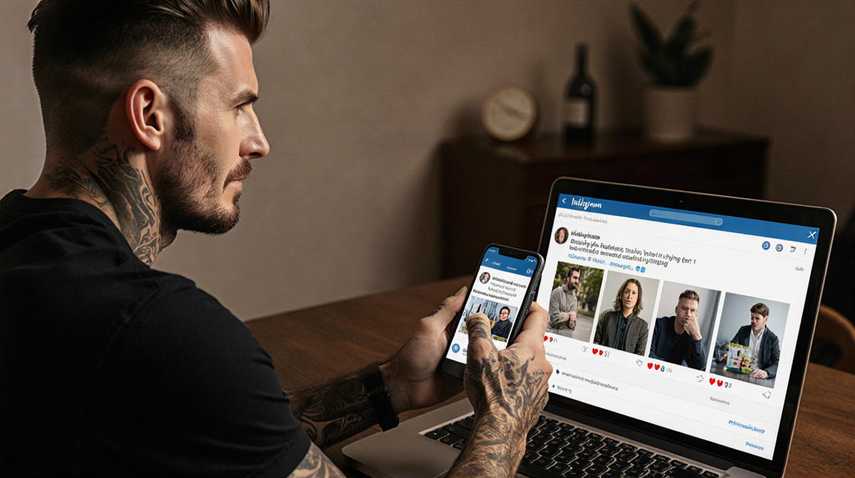 Brooklyn Beckham sitting and staring at his phone with Instagram Stories open showing an emotional post with frustration