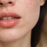 Brooks Nader touches her rosy lips with pink freckles and sees her softly lit reflection in a mirror behind