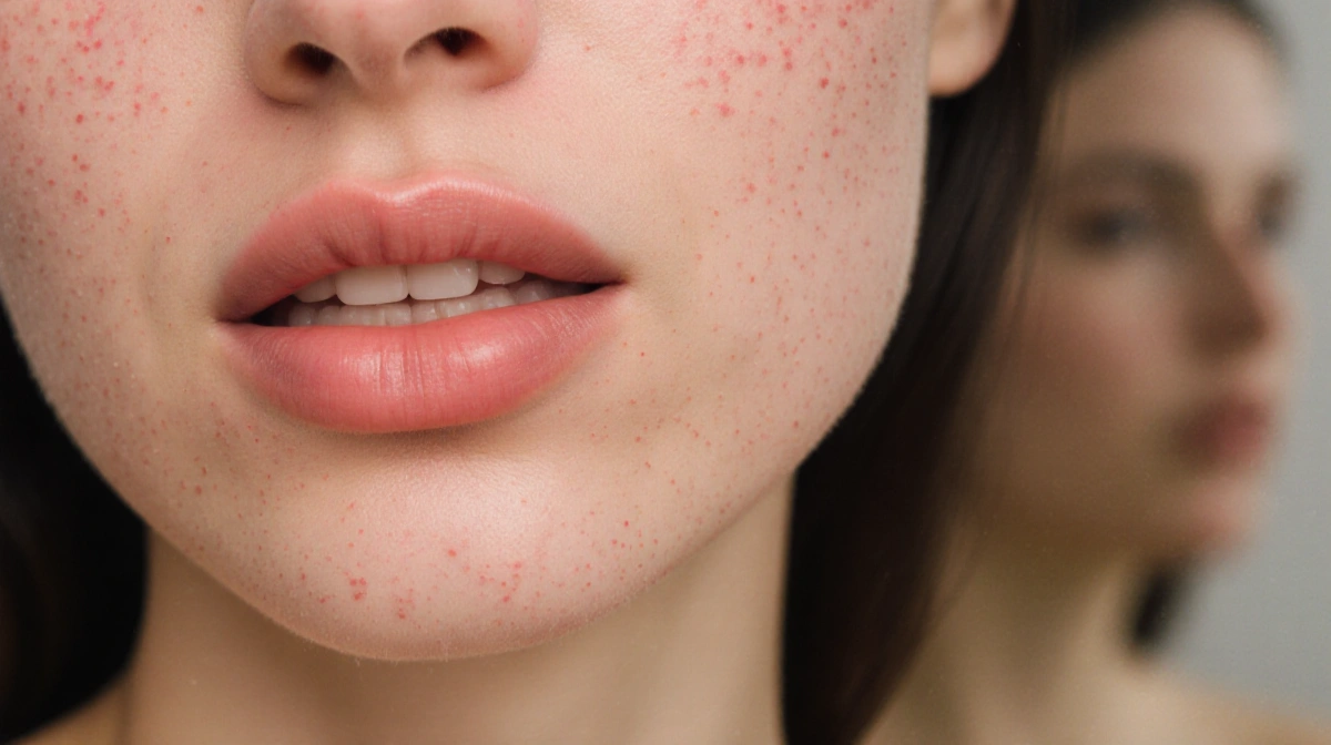 Brooks Nader touches her rosy lips with pink freckles and sees her softly lit reflection in a mirror behind