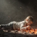 Person declining request with help message on screen showing conversation interface