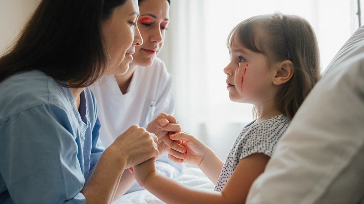 Little girl holding mother