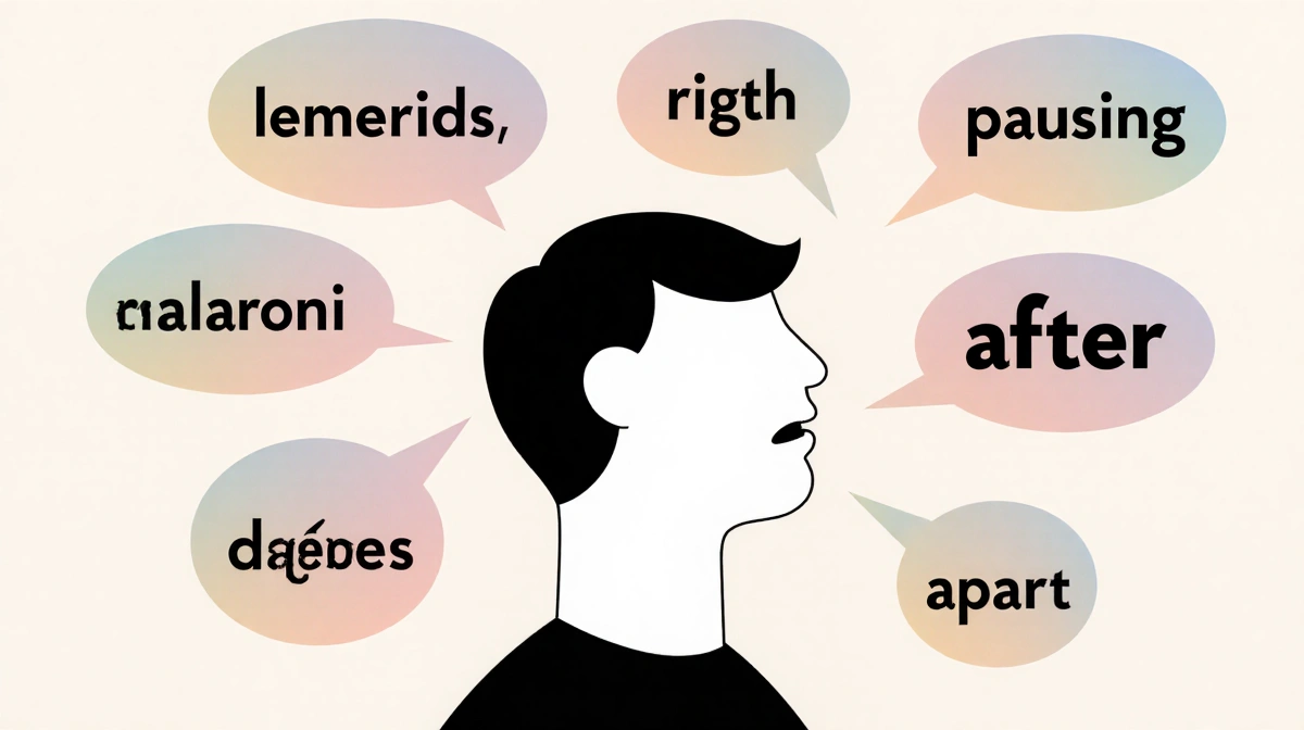 Person speaking with word-filled speech bubbles floating around their head showing Connections puzzle clues