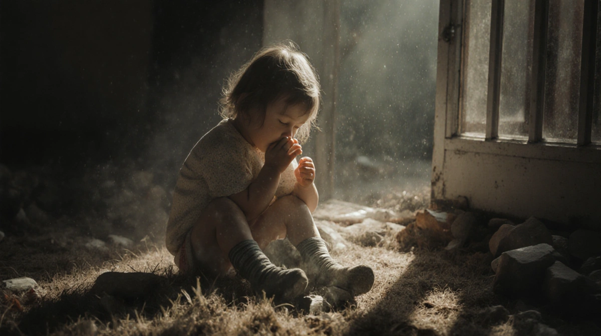 Person using laptop with blank screen showing error message