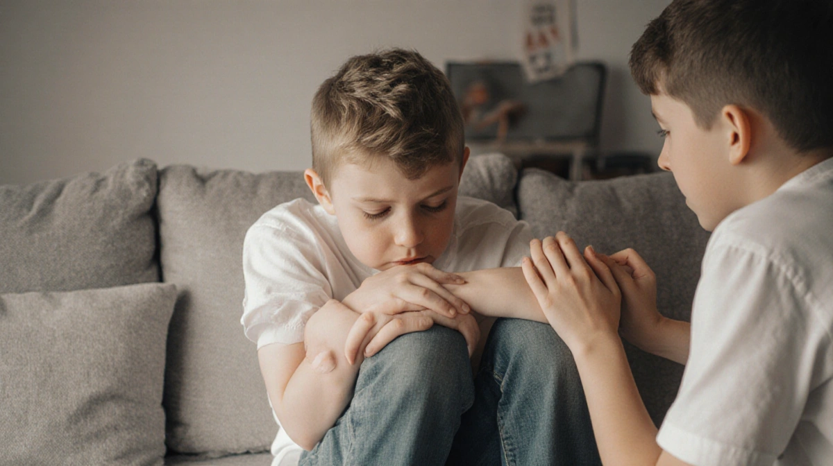 Person looking at phone with helpful assistant message on screen