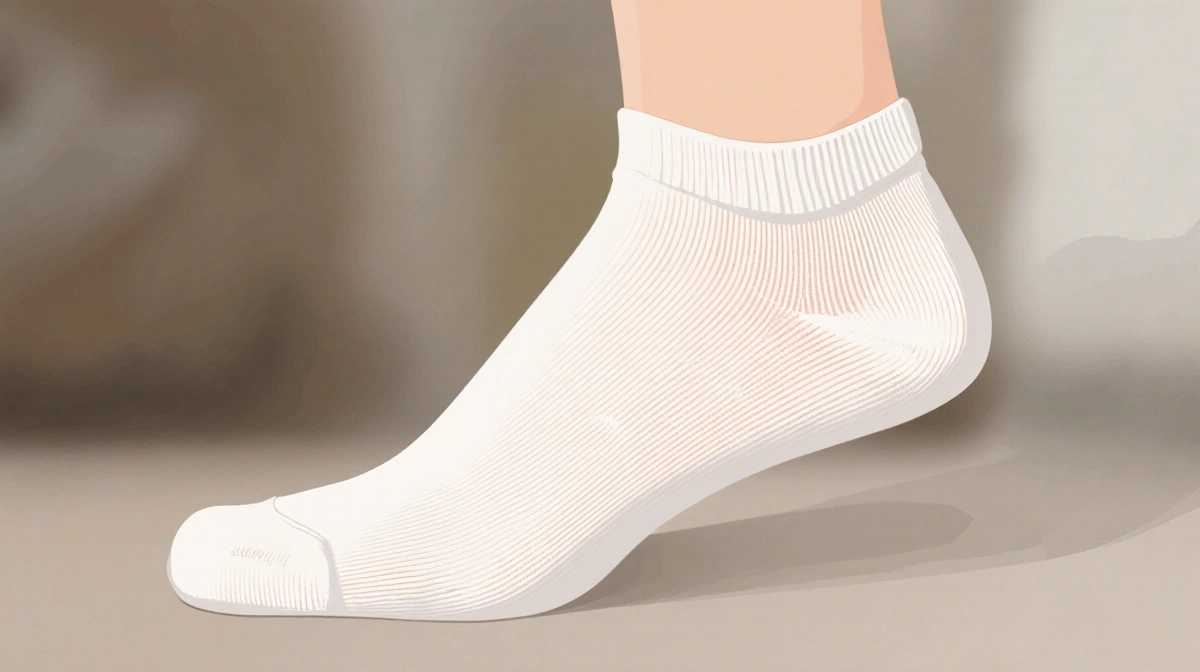 Quarter socks curve gently above the ankle with cotton-blend texture and cozy wrinkles showing comfort