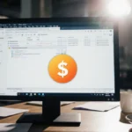 Cryptocurrency wallet screen shows dwindling balance with dollar sign and error messages on cluttered desk