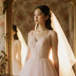 Daughter wearing mother