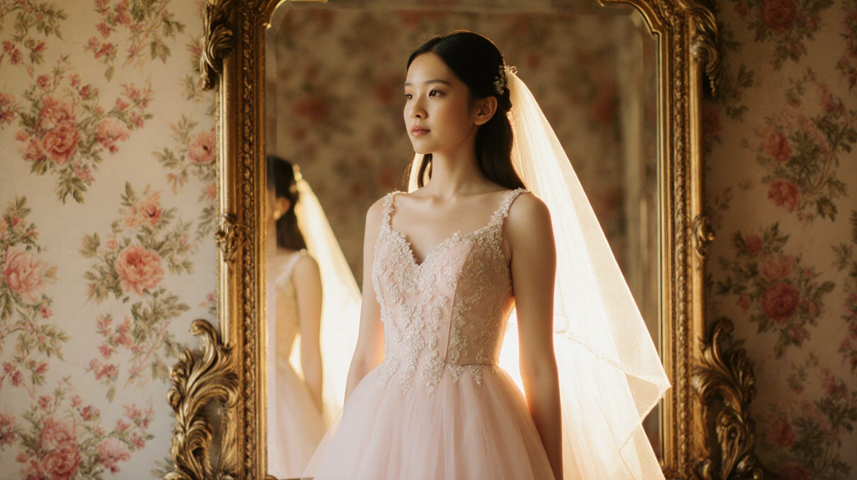 Daughter wearing mother