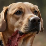 Dog sitting with healthy fur and alert expression