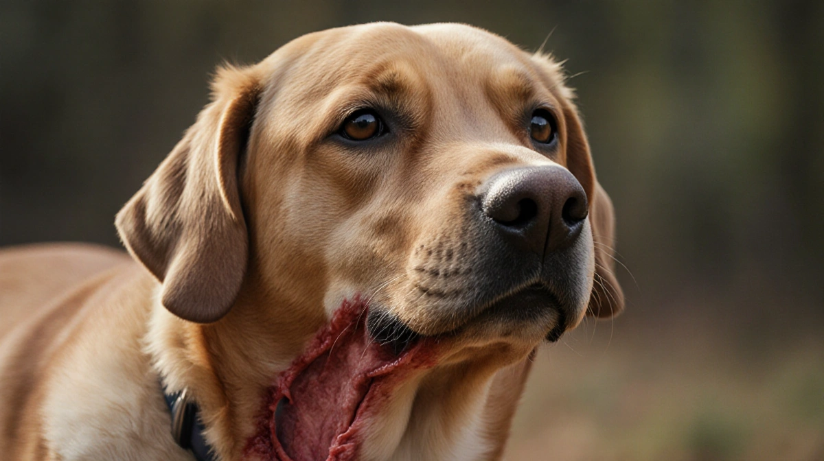 Dog sitting with healthy fur and alert expression