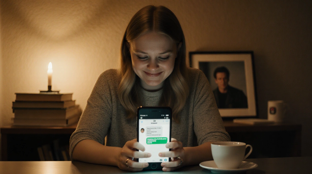 Elle Fanning smiling at phone with Jack Black