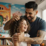 Enrique Iglesias ruffling his daughter