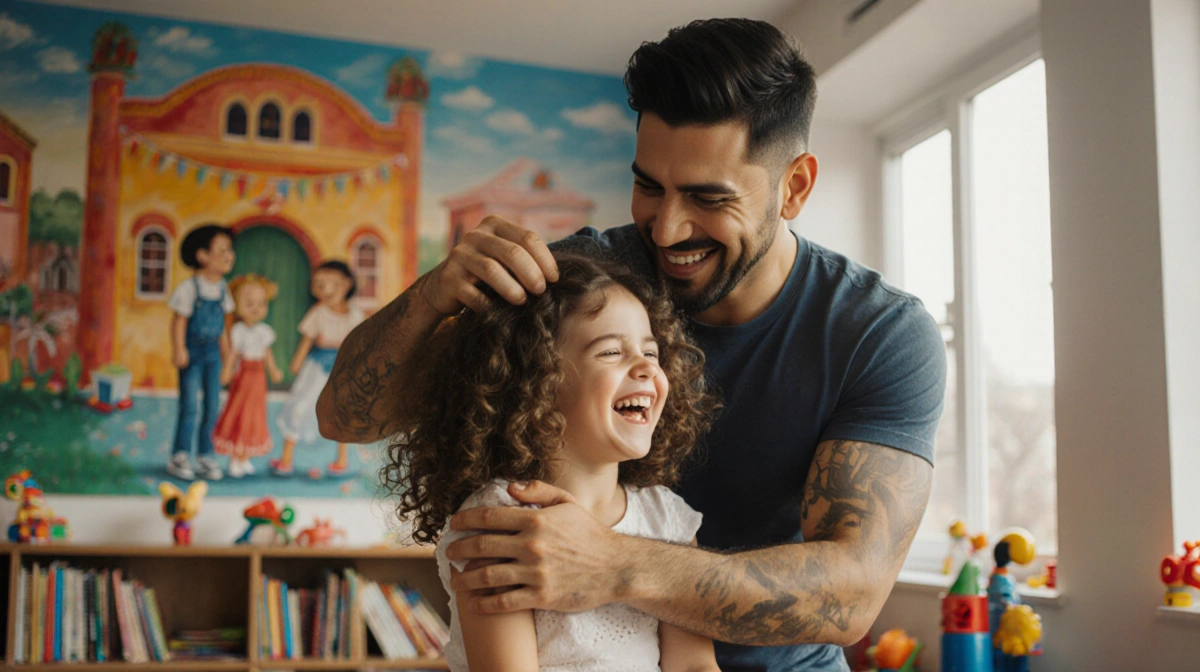 Enrique Iglesias ruffling his daughter