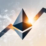 Ethereum price line breaks through 3000 dollar resistance with golden glow and blockchain data swirling behind
