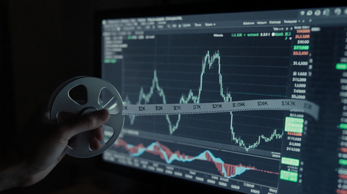 Ethereum price chart glows on dim screen with metallic handle reaching toward 3.3K resistance band