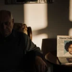 Father sits in worn armchair with photo of Kianna Underwood and newspaper clipping showing tragic death
