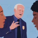 AI assistant typing refusal with text bubble, red exclamation and question mark