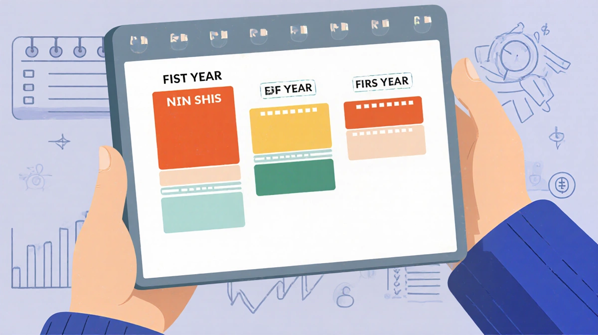Person holding tablet with calendar app open and three colored blocks showing financial breathing room with charts in backgro