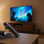 Fire TV Stick 4K transforms living room TV with vibrant 4K resolution and streaming devices nearby