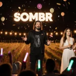 Dave Grohl performing on stage with Lorde and glowing wine glasses while confetti floats over Napa Valley vineyards