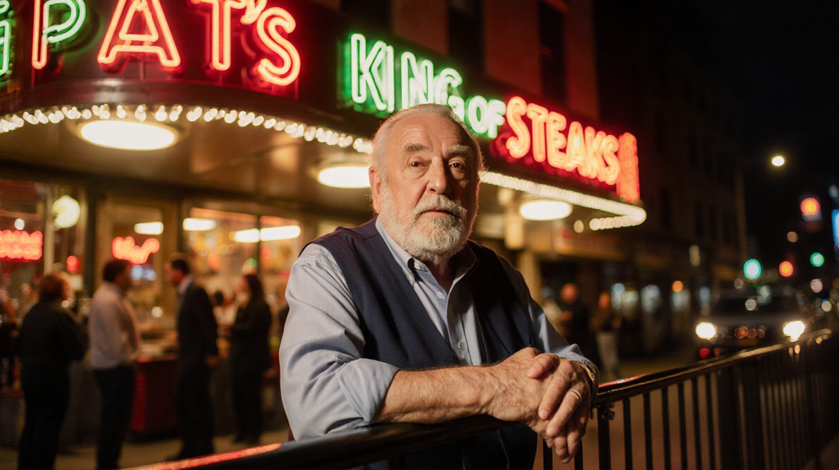 Frank Olivieri standing on railing with Pat