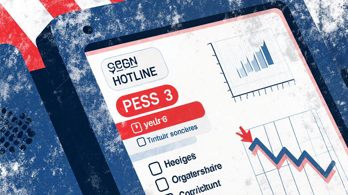 Phone hotline interface highlights the red Press 3 button with faded background showing declining graph and reduced interacti