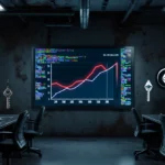 Laboratory computer screens track cryptocurrency hack values with red needle pointing to 2.5 billion and Ethereum blockchain