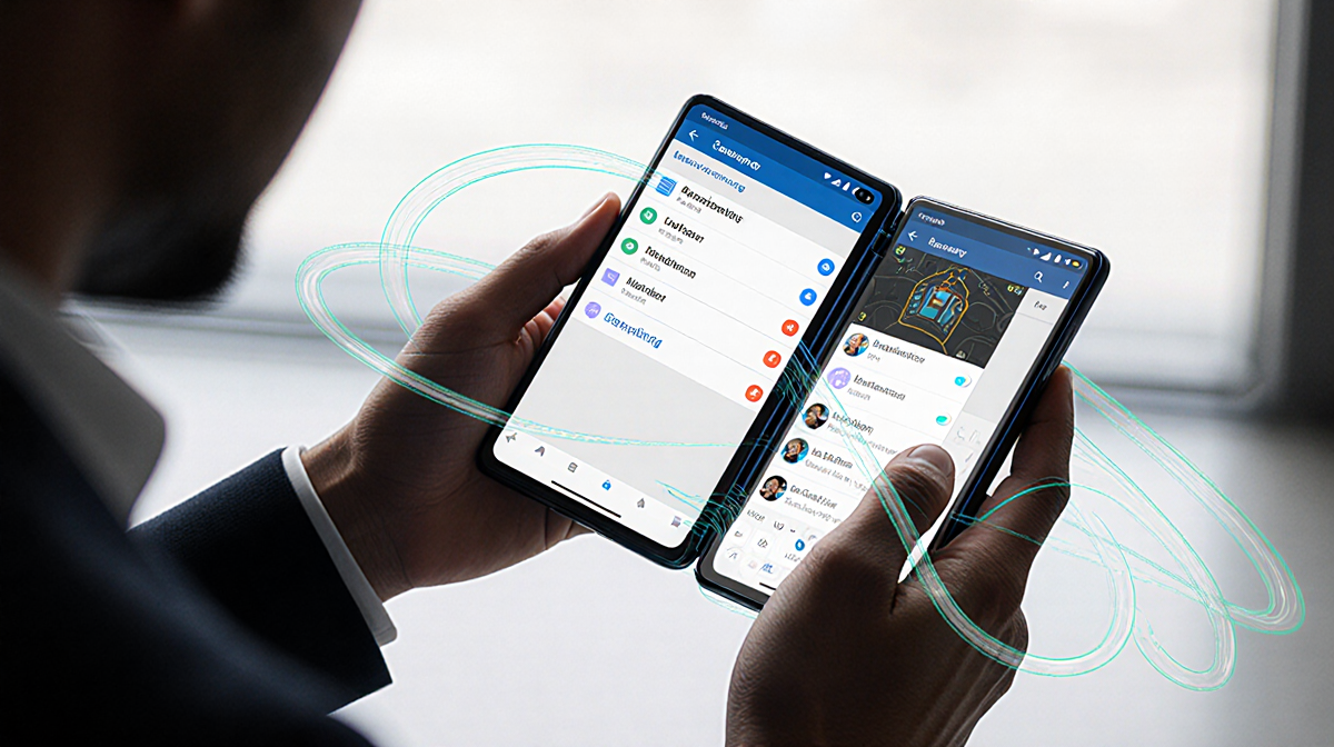 User juggling apps on Galaxy Z Fold 7 showing productivity and gaming side by side with multitasking