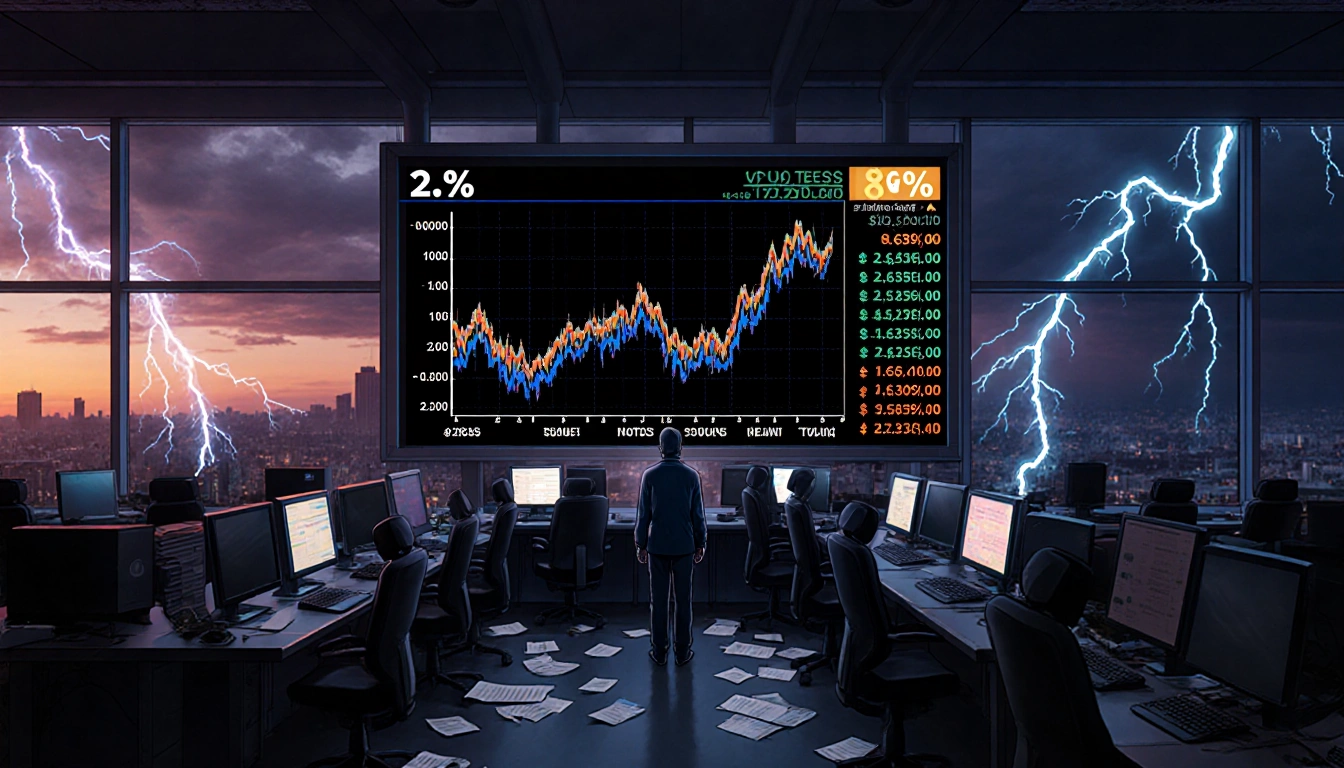 Crypto trader standing at screen displaying Pi Token