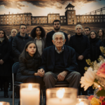 Survivor seated holding younger generation