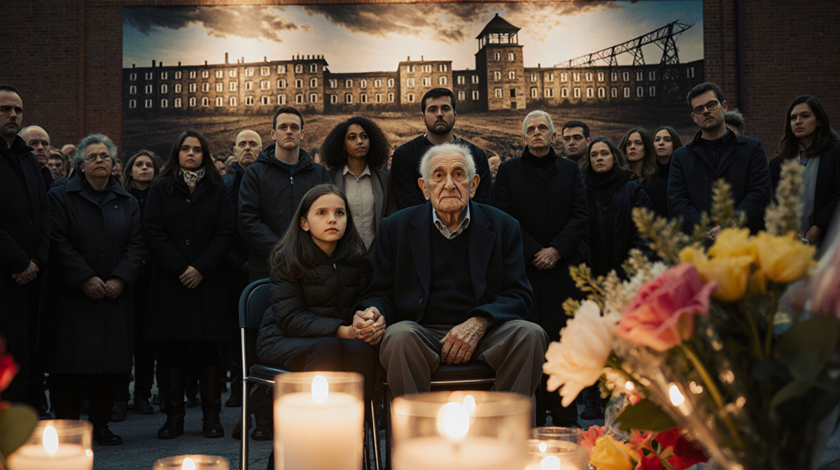 Survivor seated holding younger generation